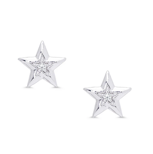 CZ Star Stud Earrings (Sterling Silver)