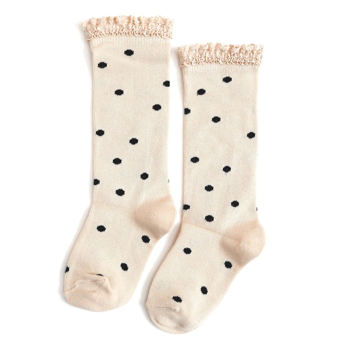 Lace Top Knee High Socks - Vanilla Dot