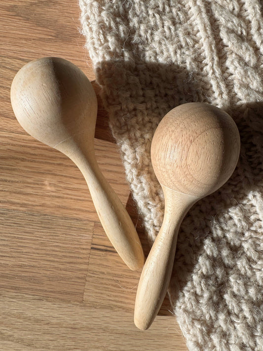 Handmade Oak Wooden Maracas