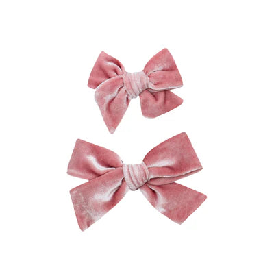Velvet Bow Clip (Berry)