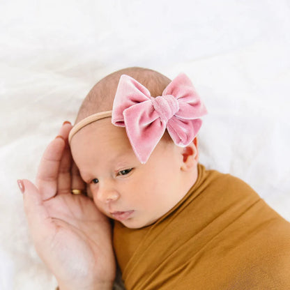 Velvet Bow Headband - Berry