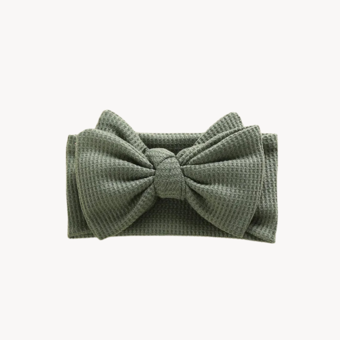 Waffle Bow Headband (Olive)