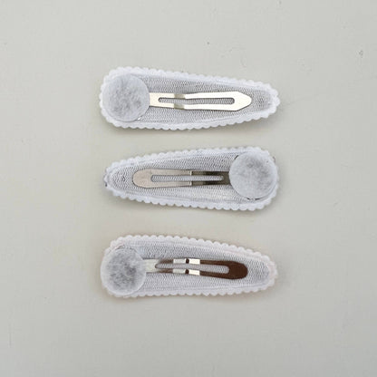 Fabric Hair Clip Snap Barrettes (Set of 2) - Ivory Daisy (#11)