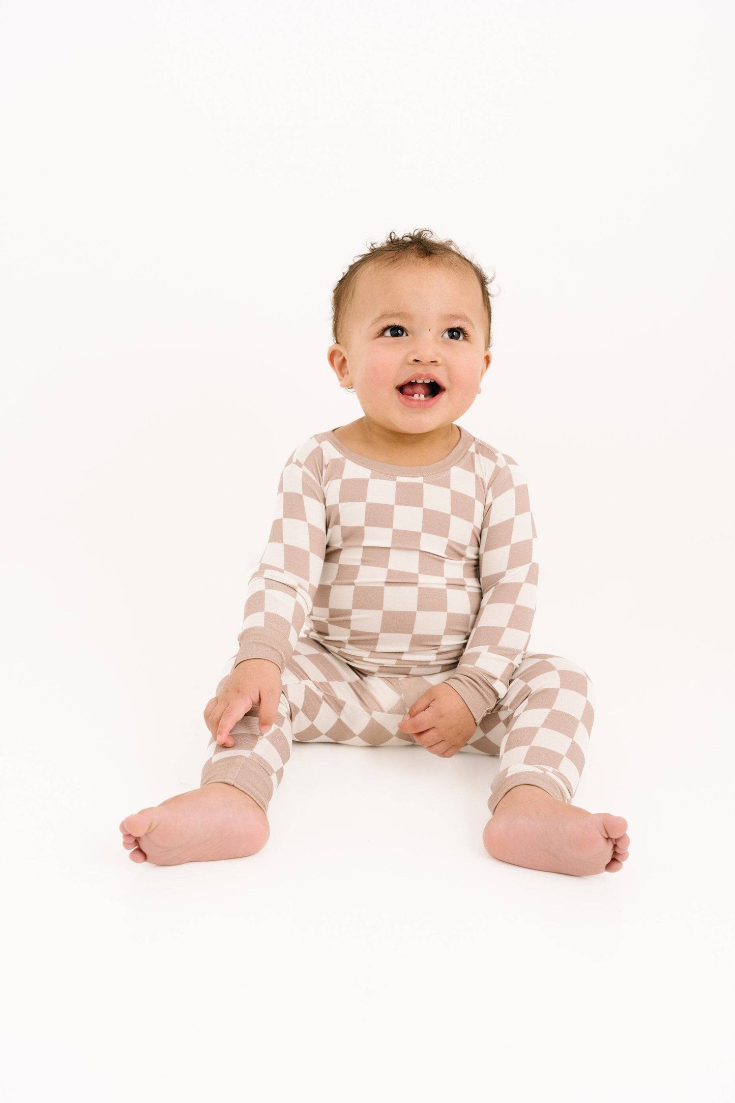 Beige Checkered Bamboo Set