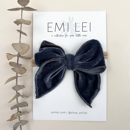 Velvet Fable Bow Headband - Moonlight