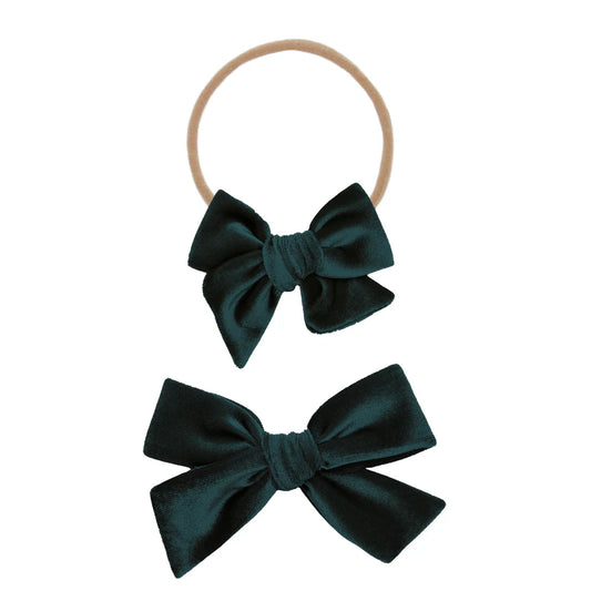 Velvet Bow Headband -Emerald