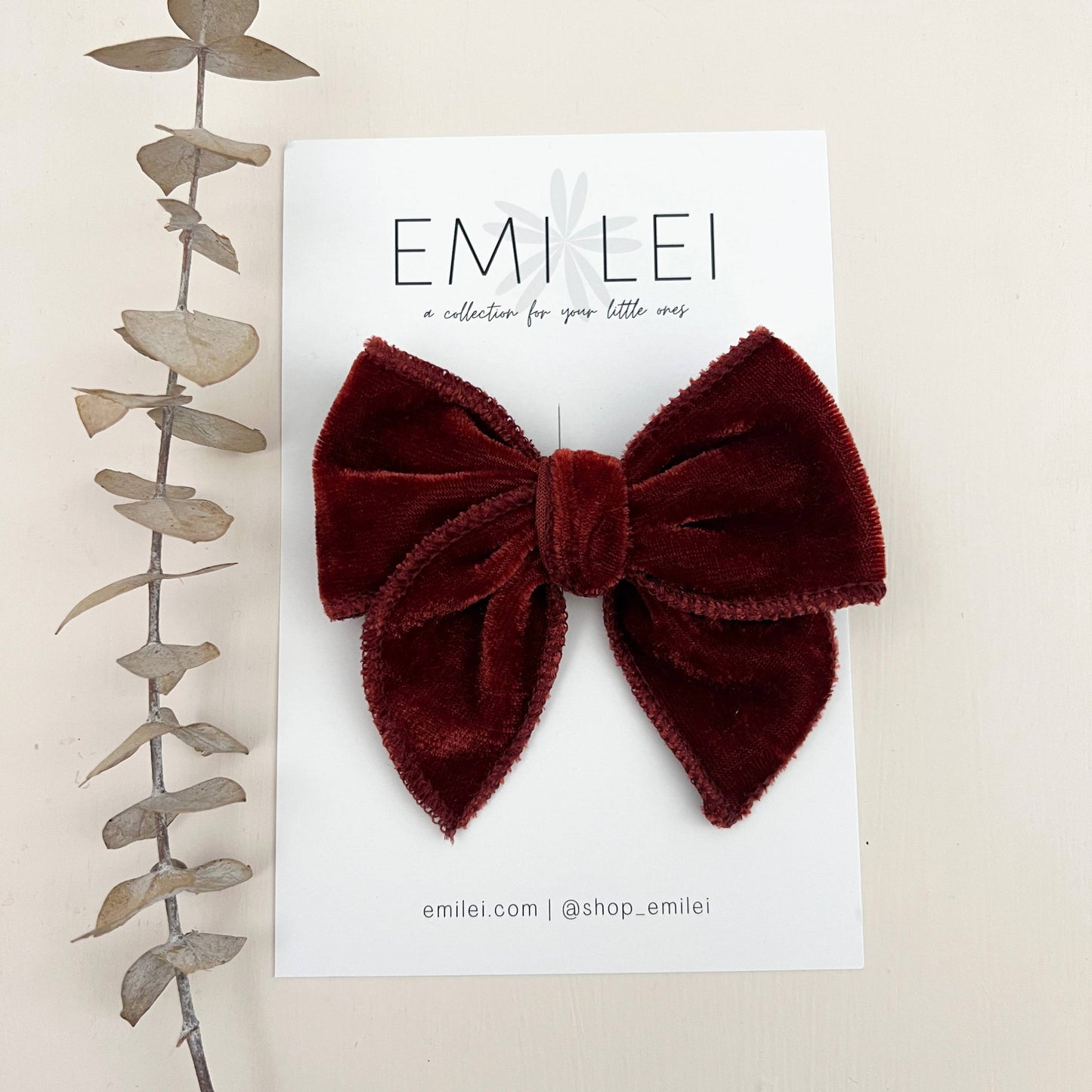 Velvet Fable Bow Hair Clip - Crimson (#13)