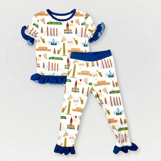 I Love KC Ruffle Bamboo Pajama Set