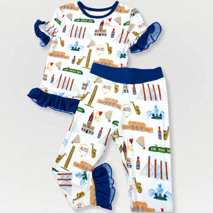 I Love KC Ruffle Bamboo Pajama Set