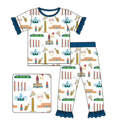 I Love KC Ruffle Bamboo Pajama Set