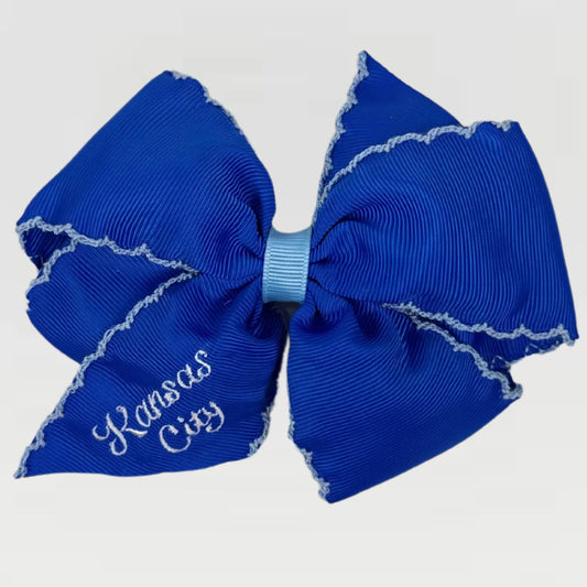 Blue KC Embroidered Bow