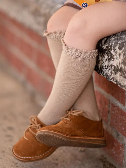 Lace Top Knee Highs - Oat Lace