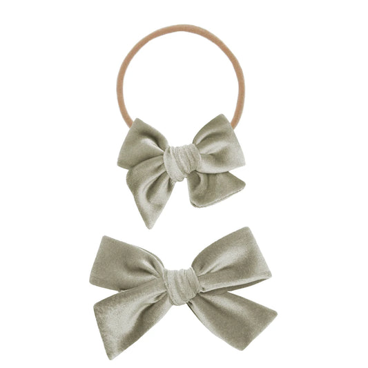 Velvet Bow Headband (Pewter)