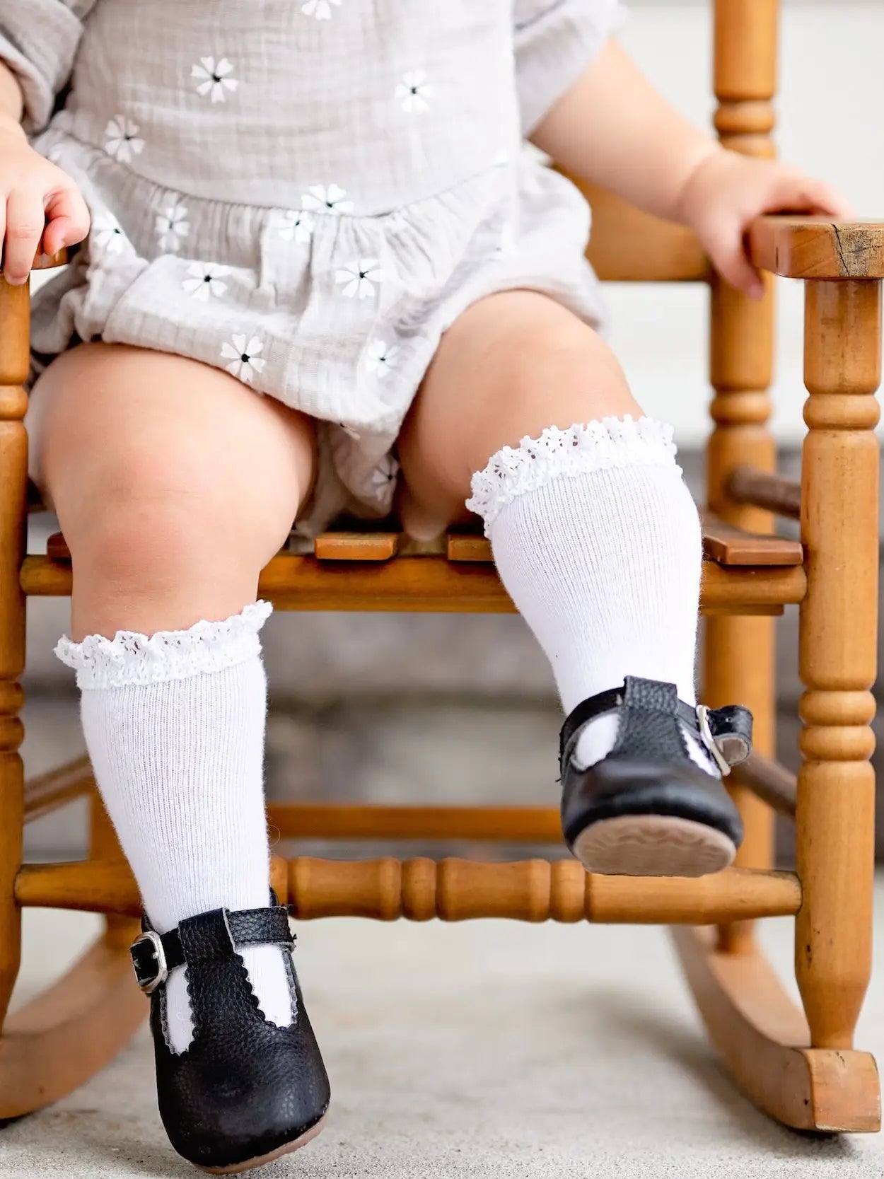 Lace Top Knee Highs - White Lace