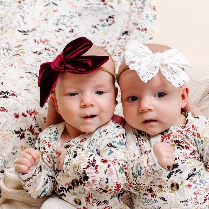 Velvet Bow Headband - Wine