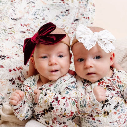 Velvet Bow Headband - Wine