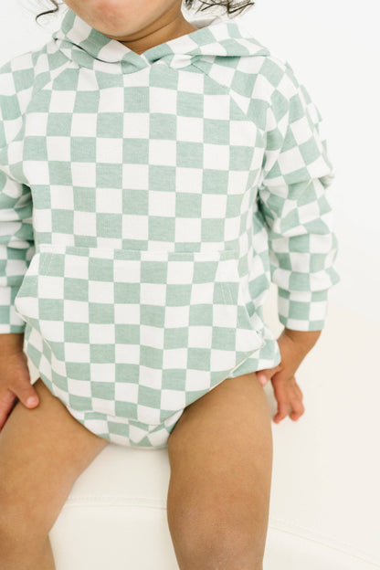 Seafoam Checkered Hoodie Romper