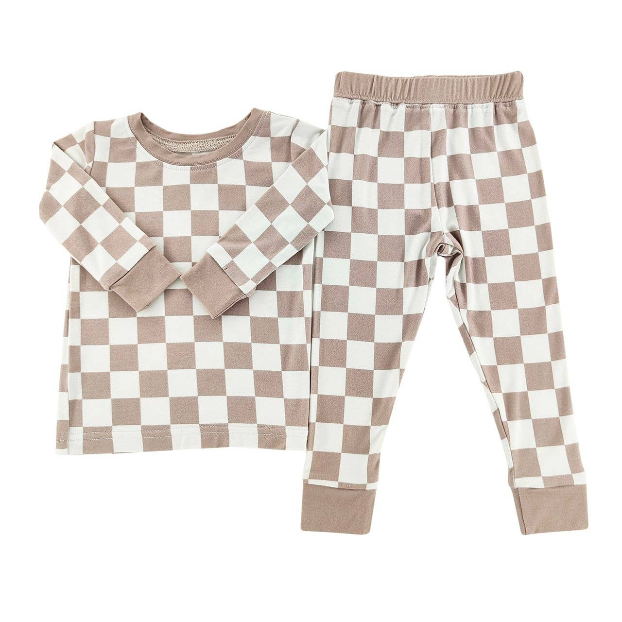 Beige Checkered Bamboo Set